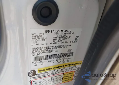 2014 Ford Expedition Xlt z USA, uszkodzony, nr VIN 1FMJU1H55EEF22353